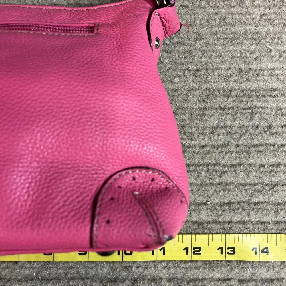 Tignanello Pink Pebbled Leather Shoulder Bag Silver Tone Hardware Small Satchel